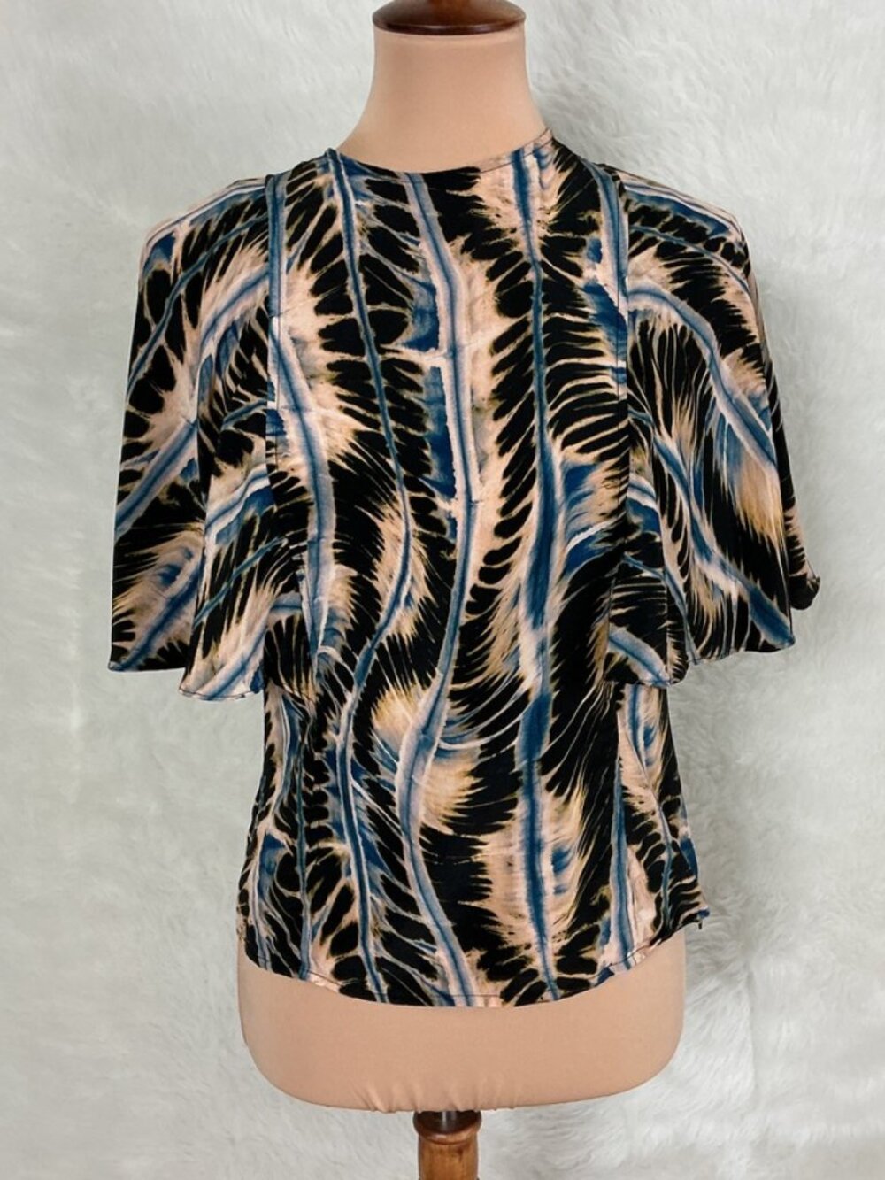 Ulla Johnson Black Blue Silk Shibori Dye Ada Blouse 4